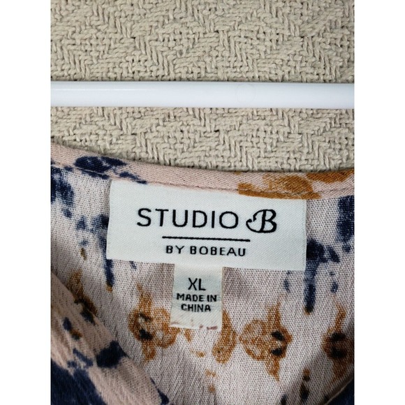 Studio B By Bobeau Top Womens XL Multicolour 100% Rayon Balloon Sleeve Blouse - Picture 4 of 10